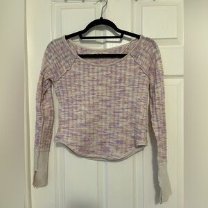 Free people cropped Purple and Cream Top